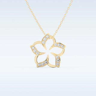 0.23 TCW Round Cut Flower Moissanite Solitaire Necklace in 14K/18K Gold