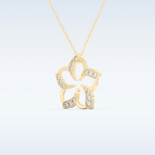 0.23 TCW Round Cut Flower Moissanite Solitaire Necklace in 14K/18K Gold