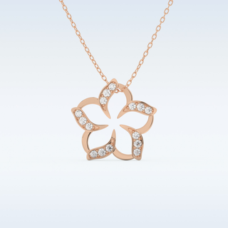 0.23 TCW Round Cut Flower Moissanite Solitaire Necklace in 14K/18K Gold