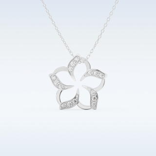 0.23 TCW Round Cut Flower Moissanite Solitaire Necklace in 14K/18K Gold