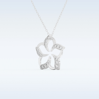 0.23 TCW Round Cut Flower Moissanite Solitaire Necklace in 14K/18K Gold
