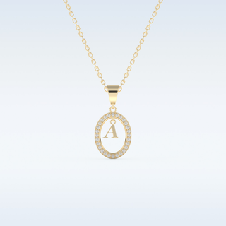 0.05 TCW Round Cut Initial Moissanite Solitaire Necklace in 14K/18K Gold