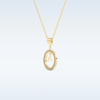 0.05 TCW Round Cut Initial Moissanite Solitaire Necklace in 14K/18K Gold