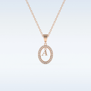 0.05 TCW Round Cut Initial Moissanite Solitaire Necklace in 14K/18K Gold