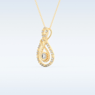 0.11 TCW Round Cut Pear With Multi Stone Moissanite Solitaire Necklace in 14K/18K Gold