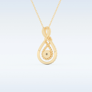 0.11 TCW Round Cut Pear With Multi Stone Moissanite Solitaire Necklace in 14K/18K Gold