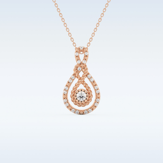 0.11 TCW Round Cut Pear With Multi Stone Moissanite Solitaire Necklace in 14K/18K Gold