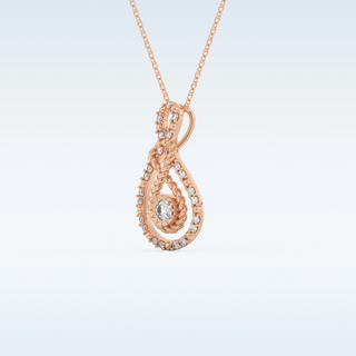 0.11 TCW Round Cut Pear With Multi Stone Moissanite Solitaire Necklace in 14K/18K Gold