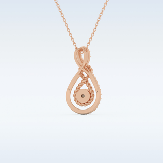 0.11 TCW Round Cut Pear With Multi Stone Moissanite Solitaire Necklace in 14K/18K Gold