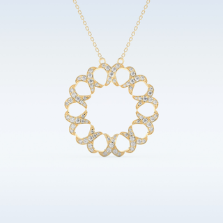 0.302 TCW Round Cut Spiral Circle Moissanite Solitaire Necklace in 14K/18K Gold