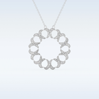 0.302 TCW Round Cut Spiral Circle Moissanite Solitaire Necklace in 14K/18K Gold