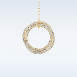 1.288 TCW Round Cut Spiral Circle Moissanite Solitaire Necklace in 14K/18K Gold