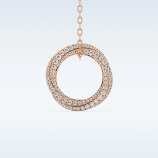 1.288 TCW Round Cut Spiral Circle Moissanite Solitaire Necklace in 14K/18K Gold