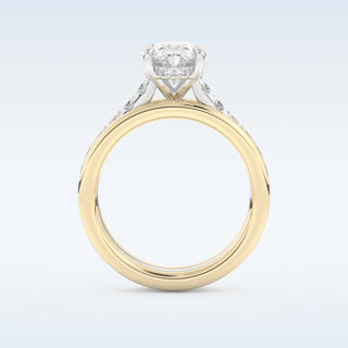2.07 CT Channel Pave Engagement Ring Featuring Oval Moissanite