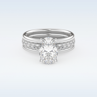 2.07 CT Channel Pave Engagement Ring Featuring Oval Moissanite