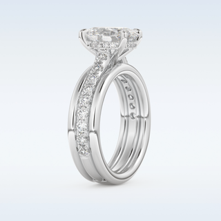 2.07 CT Channel Pave Engagement Ring Featuring Oval Moissanite