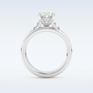 2.07 CT Channel Pave Engagement Ring Featuring Oval Moissanite