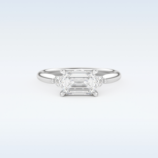 Elegant 1.31 CT Three Stone Engagement Ring Featuring Emerald Moissanite