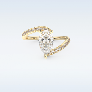 1.55 CT Pave Engagement Ring Featuring Pear Moissanite