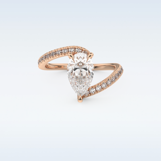 1.55 CT Pave Engagement Ring Featuring Pear Moissanite