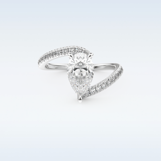 1.55 CT Pave Engagement Ring Featuring Pear Moissanite