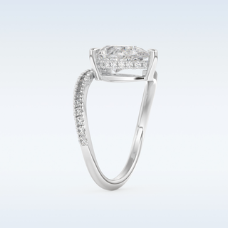 1.55 CT Pave Engagement Ring Featuring Pear Moissanite