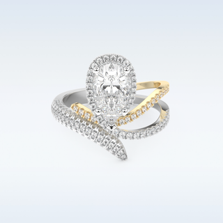 1.52 CT Halo and Pave Engagement Ring Featuring Round Moissanite