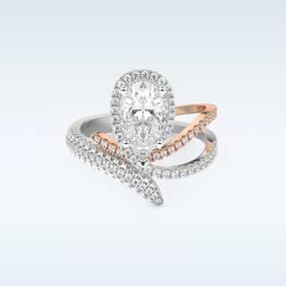 1.52 CT Halo and Pave Engagement Ring Featuring Round Moissanite