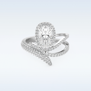 1.52 CT Halo and Pave Engagement Ring Featuring Round Moissanite