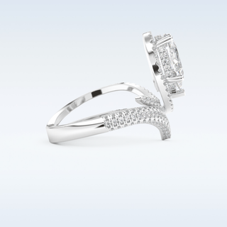 1.52 CT Halo and Pave Engagement Ring Featuring Round Moissanite