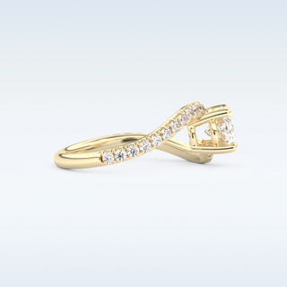 1.3 CT Swirl and Pave Engagement Ring Featuring Oval Moissanite