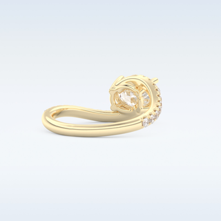 1.3 CT Swirl and Pave Engagement Ring Featuring Oval Moissanite