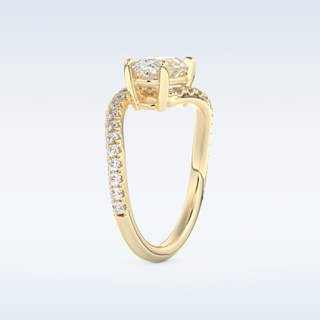 1.3 CT Swirl and Pave Engagement Ring Featuring Oval Moissanite