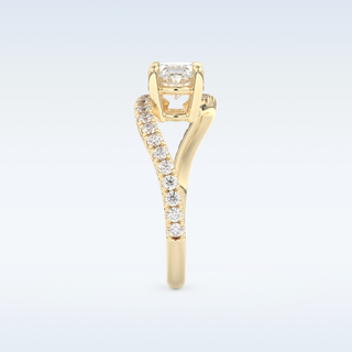 1.3 CT Swirl and Pave Engagement Ring Featuring Oval Moissanite