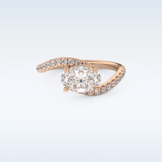 1.3 CT Swirl and Pave Engagement Ring Featuring Oval Moissanite
