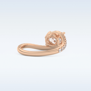 1.3 CT Swirl and Pave Engagement Ring Featuring Oval Moissanite