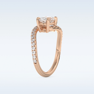 1.3 CT Swirl and Pave Engagement Ring Featuring Oval Moissanite
