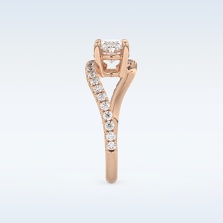 1.3 CT Swirl and Pave Engagement Ring Featuring Oval Moissanite
