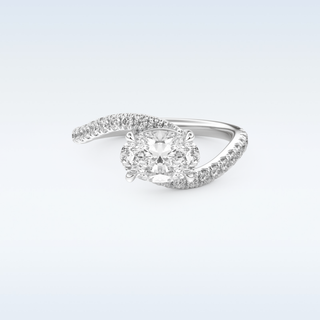 1.3 CT Swirl and Pave Engagement Ring Featuring Oval Moissanite