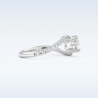 1.3 CT Swirl and Pave Engagement Ring Featuring Oval Moissanite