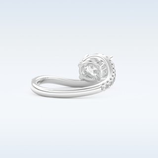 1.3 CT Swirl and Pave Engagement Ring Featuring Oval Moissanite