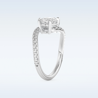 1.3 CT Swirl and Pave Engagement Ring Featuring Oval Moissanite