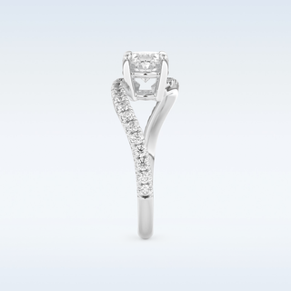 1.3 CT Swirl and Pave Engagement Ring Featuring Oval Moissanite