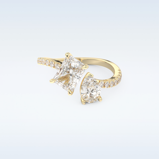 1.5 CT Two Stones and Open Shank Engagement Ring Featuring Radiant Moissanite