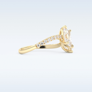 1.5 CT Two Stones and Open Shank Engagement Ring Featuring Radiant Moissanite