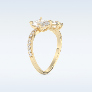 1.5 CT Two Stones and Open Shank Engagement Ring Featuring Radiant Moissanite