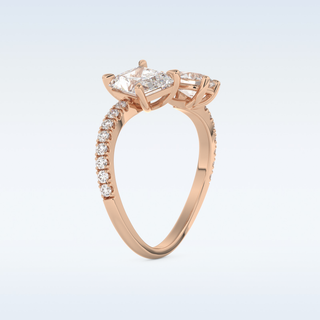 1.5 CT Two Stones and Open Shank Engagement Ring Featuring Radiant Moissanite