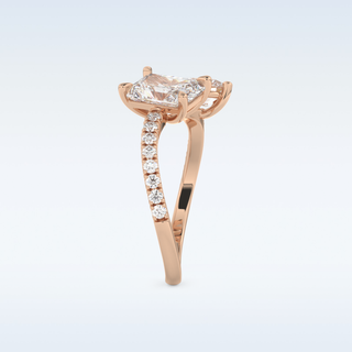 1.5 CT Two Stones and Open Shank Engagement Ring Featuring Radiant Moissanite