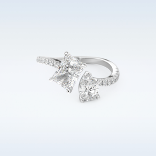 1.5 CT Two Stones and Open Shank Engagement Ring Featuring Radiant Moissanite