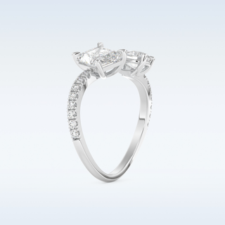 1.5 CT Two Stones and Open Shank Engagement Ring Featuring Radiant Moissanite